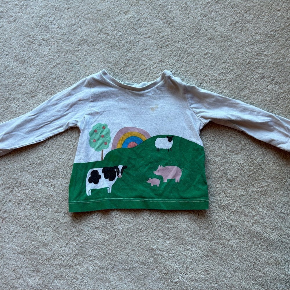 Baby Boden size 3-6 months farm shirt